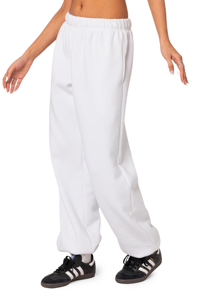 EDIKTED Clark Oversize Cotton Blend Sweatpants, Alternate, color, White