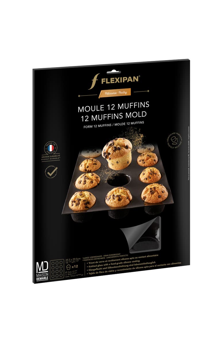 Silpat Flexipan 12 Muffins Premium Silicone Baking Pan, Alternate, color, Black