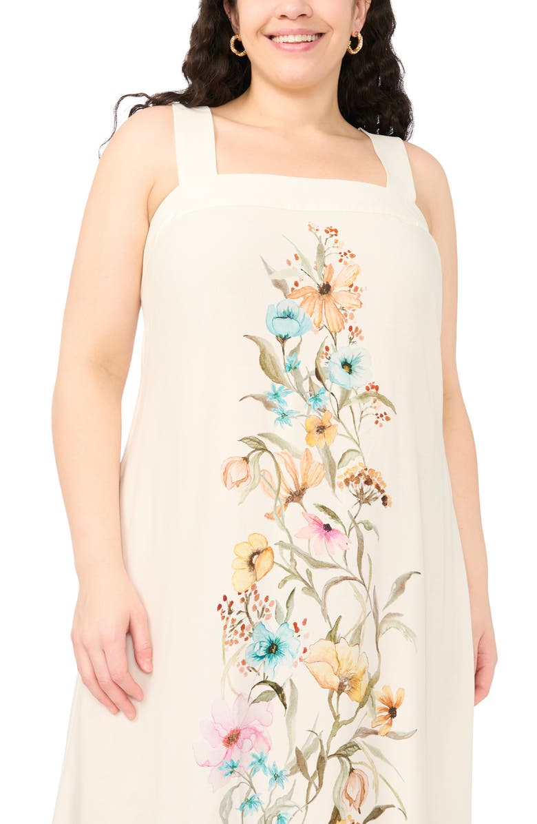 Vince Camuto Floral Print Sleeveless Maxi Dress, Alternate, color, Antique White