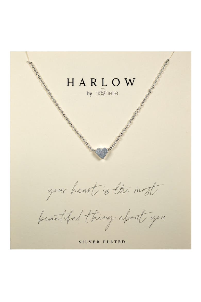 HARLOW by Nashelle Simple Heart Boxed Necklace, Main, color, SILVER