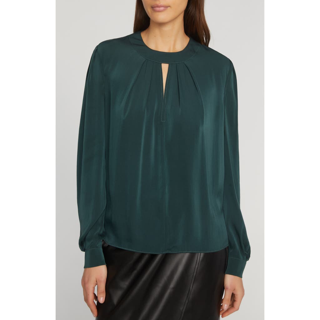 Elie Tahari The Bethany Stretch Silk Blouse in Juniper at Nordstrom Rack, Size Small