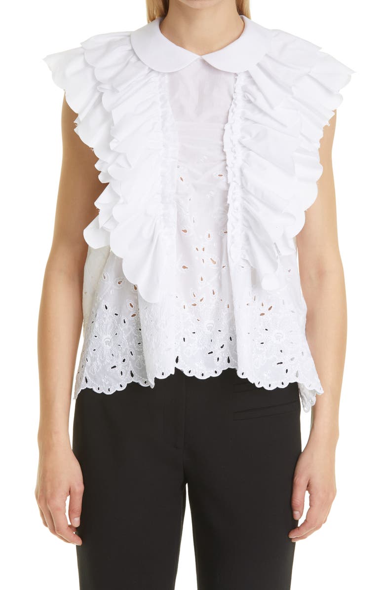 Tao Comme des Garçons Tricot Comme des Garçons Ruffle Cotton Top, Main, color, 