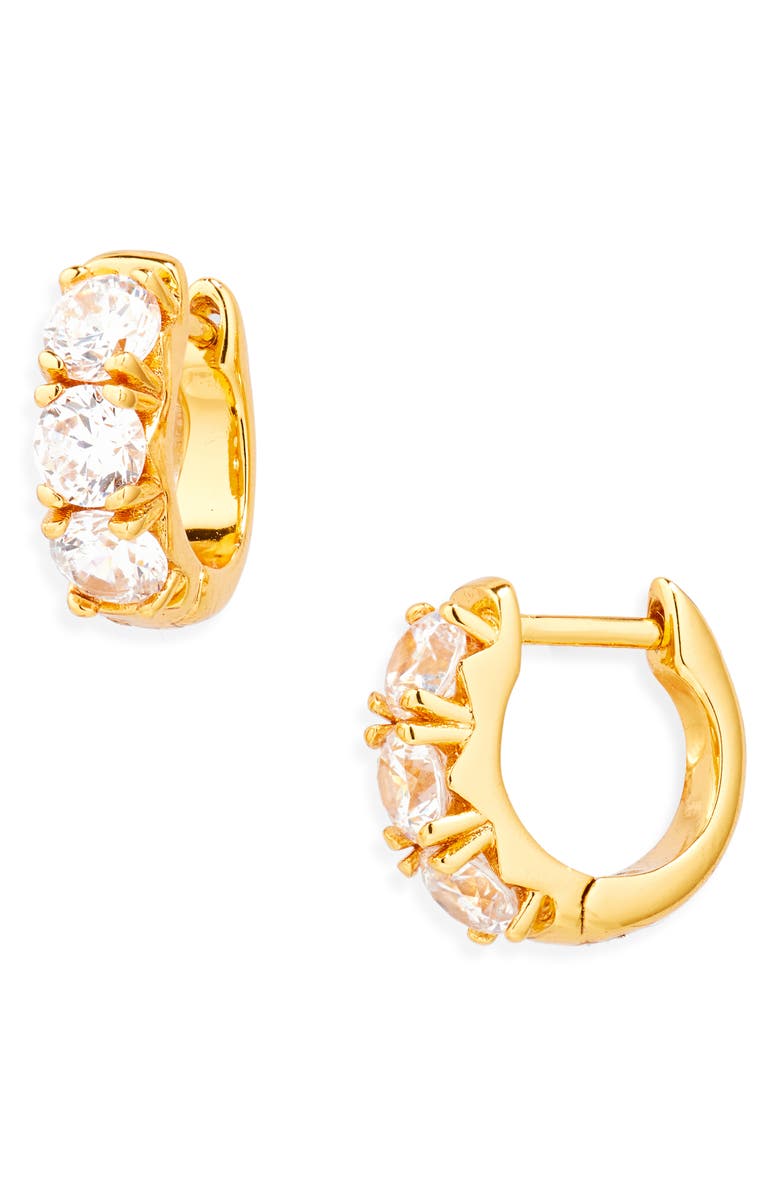 Nordstrom Chubby Cubic Zirconia Huggie Hoop Earrings, Main, color, Clear- Gold