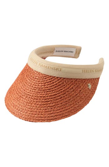 Helen Kaminski Bianca Raffia Visor In Sunset Natural Logo