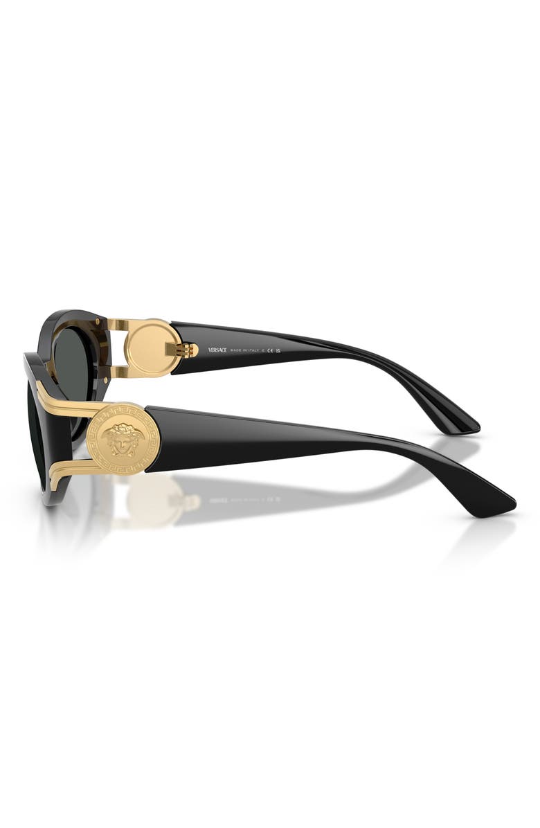 Versace 55mm Oval Sunglasses, Alternate, color, Black / Dark Grey