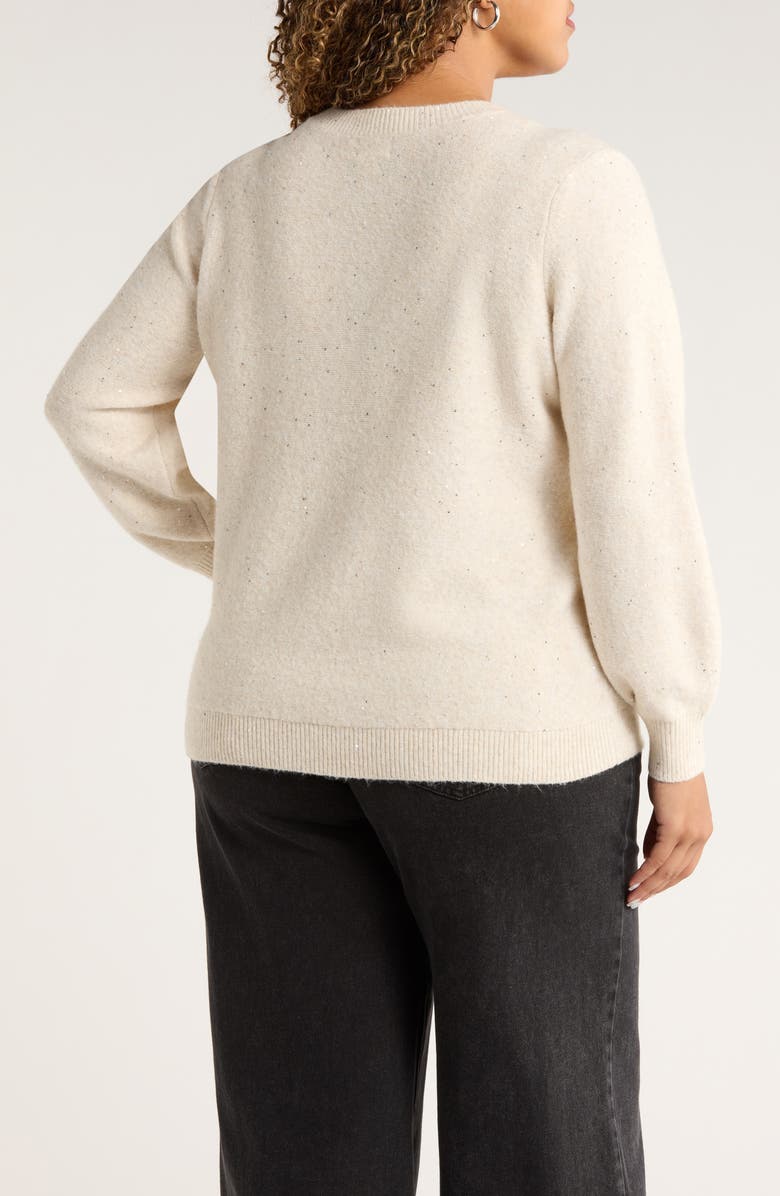 Caslon<sup>®</sup> Sequin V-Neck Sweater, Alternate, color, Beige Oatmeal Light Heather