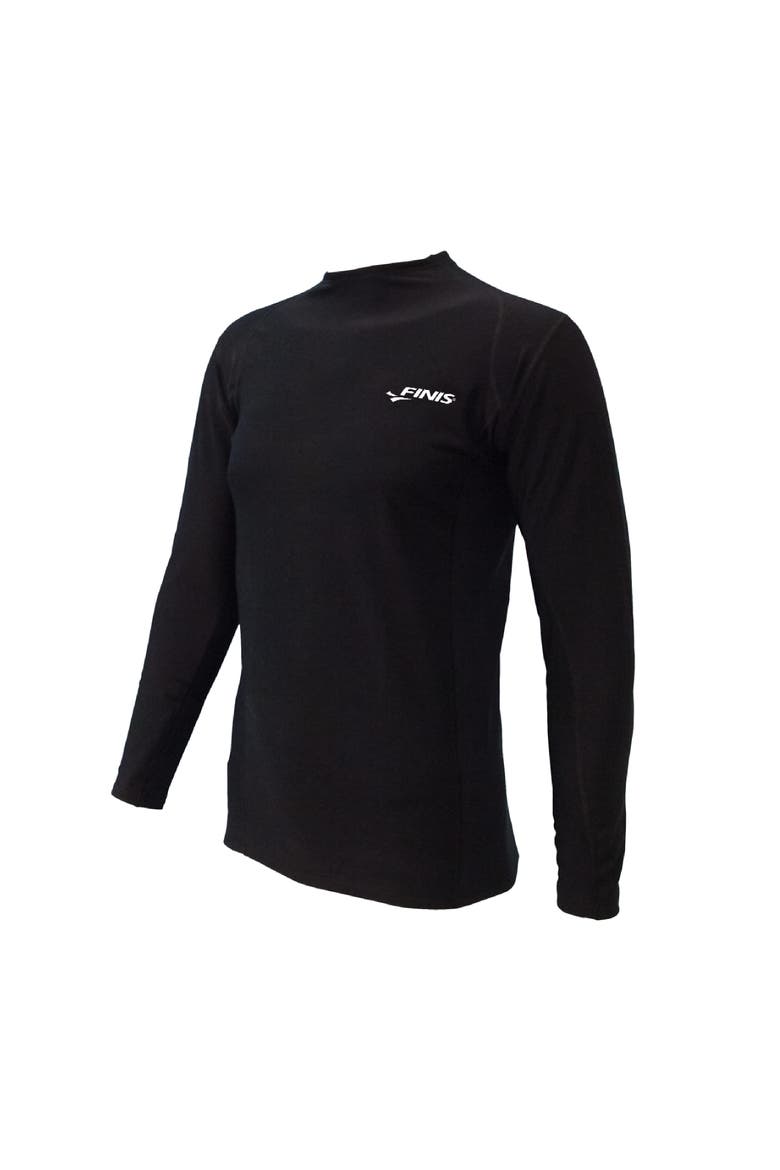 Thermal Swim Shirt Heat Retaining BiPoly Fabric UPF 50 and Up UV Protection Chlorine Resistant Adult, Main, color, Black