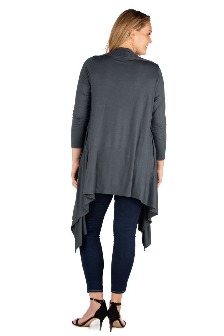 Plus Size Extra Long Open Front  Cardigan, Alternate, color, Charcoal