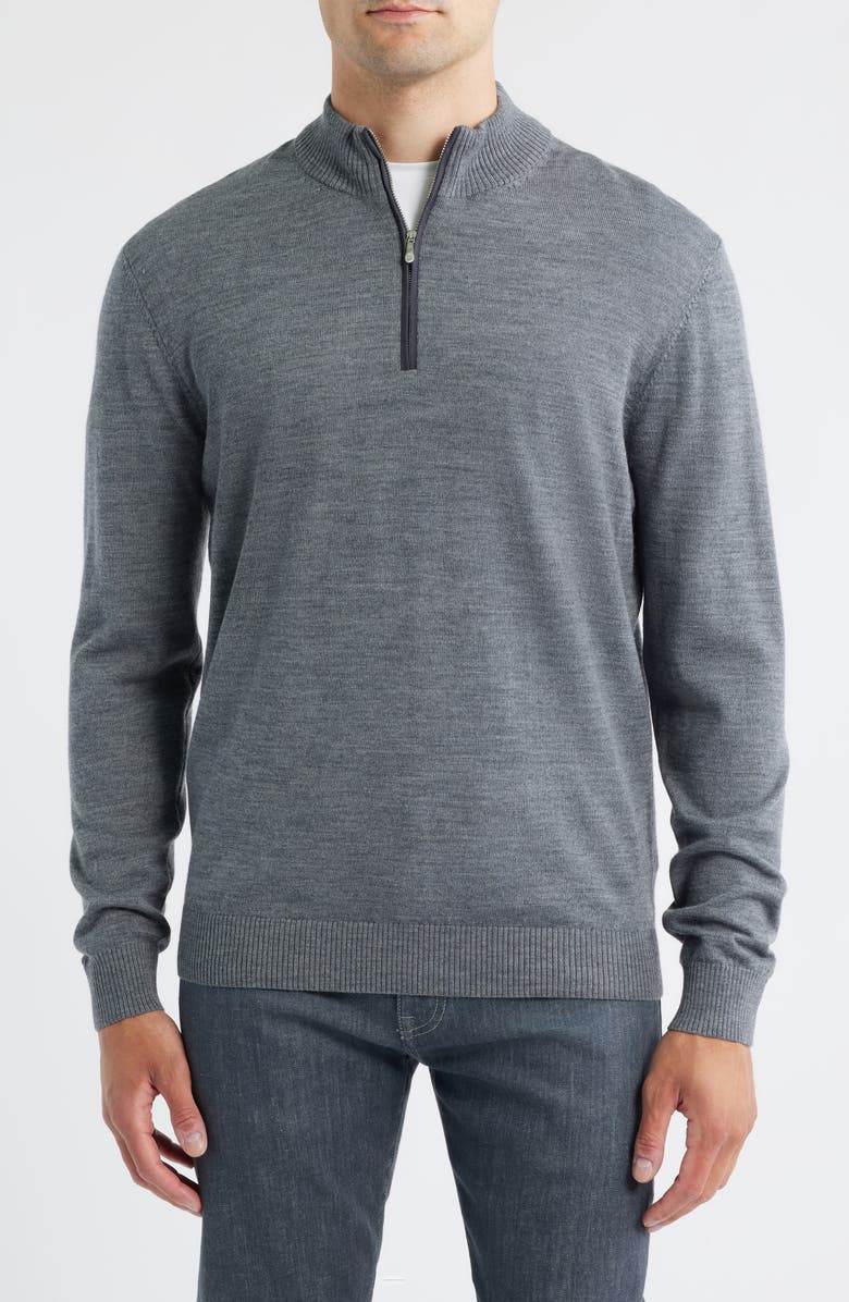 johnnie-O Raynor Merino Wool Quarter Zip Sweater, Main, color, Charcoal