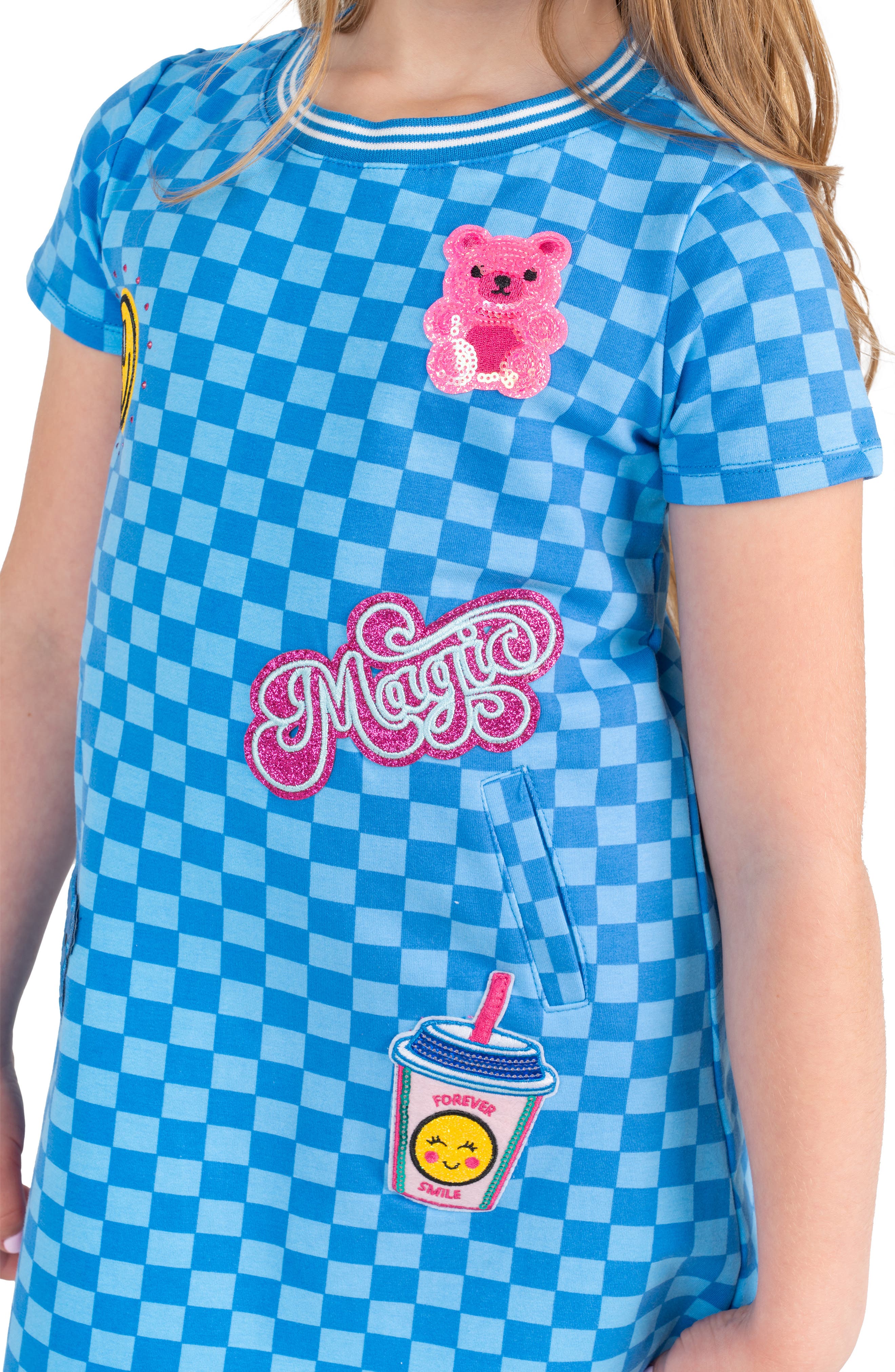 Kids' Checkered Knit Appliqué Dress