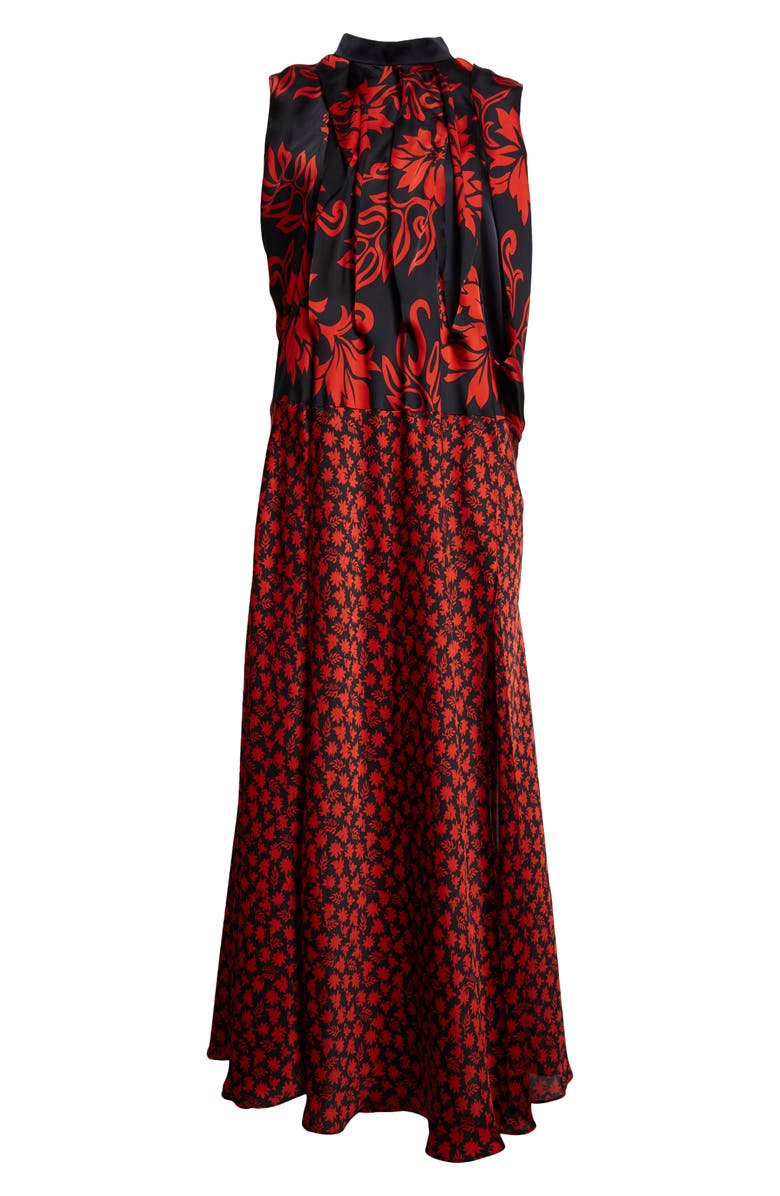 Sacai Floral Print Pleated Maxi Dress, Alternate, color, 