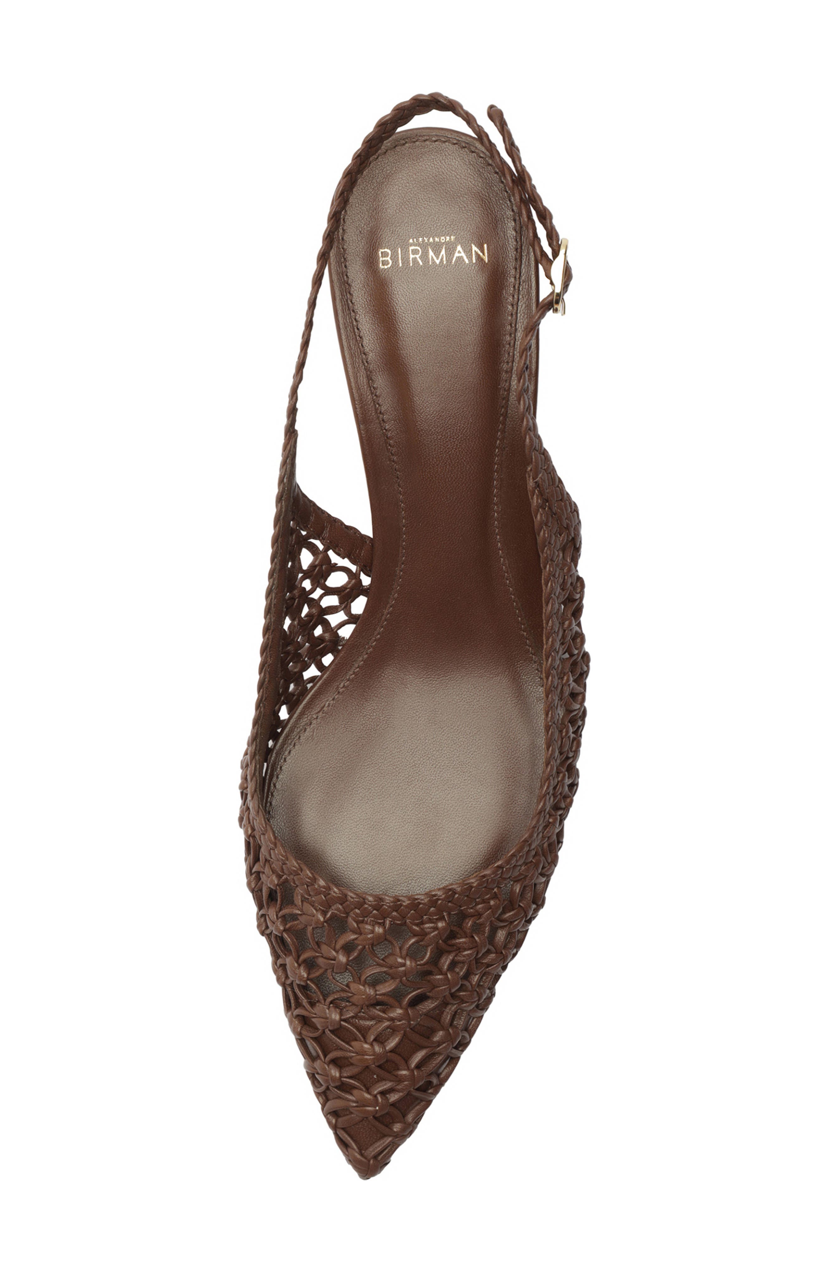 Alexandre Birman Jane Tresse Pointed Toe Slingback Pump, Alternate, color, Rich Brown