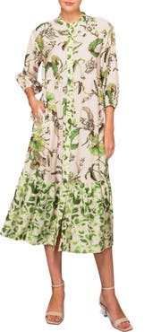 MELLODAY Mixed Media Midi Shirtdress