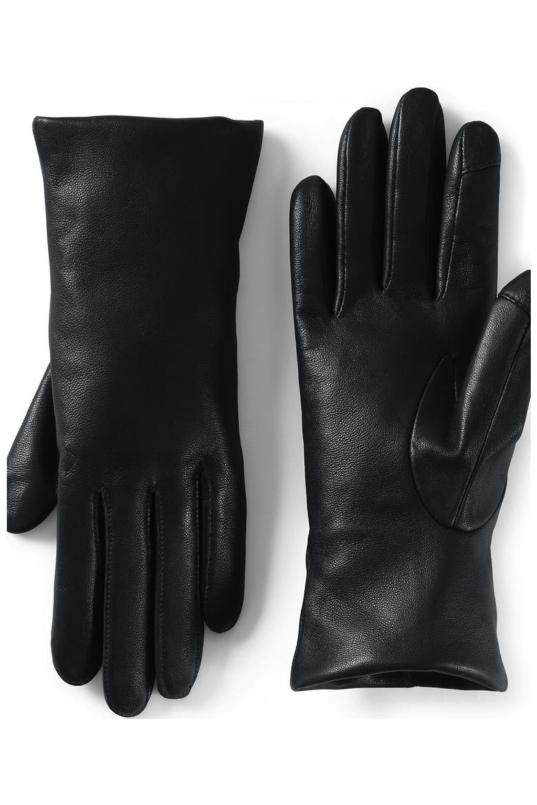 EZ Touch Screen Cashmere Lined Leather Gloves, Main, color, Black