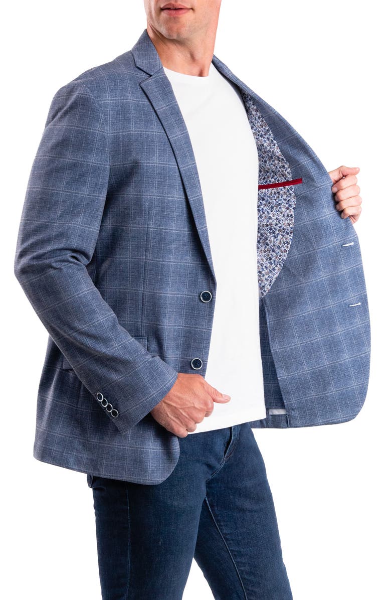 SAVILE ROW CO Blue Plaid Knit Sport Coat, Alternate, color, Blue