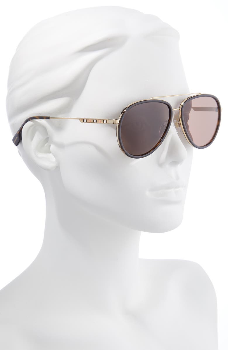 Burberry 59mm Aviator Sunglasses, Alternate, color, Gold