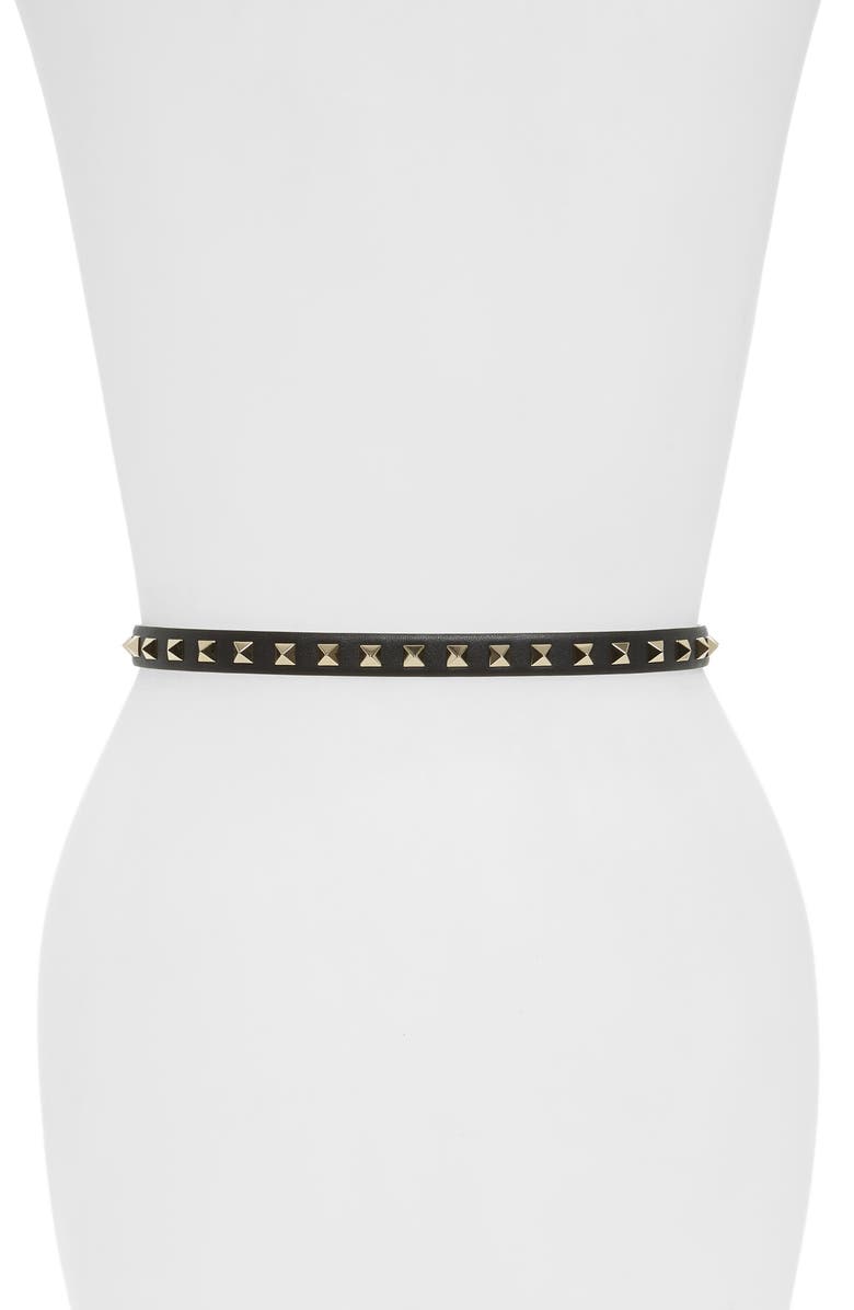 Valentino Garavani Rockstud Leather Belt, Alternate, color,