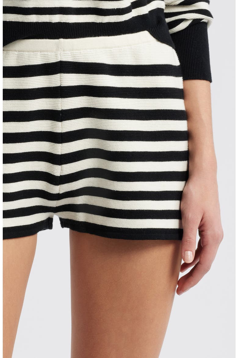 The Celeste Stripe Cotton Knit Shorts, Alternate, color, NOIR / BRULE STRIPE