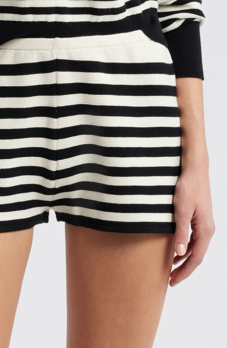 Solid & Striped The Celeste Stripe Cotton Knit Shorts, Alternate, color, Noir / Brule Stripe