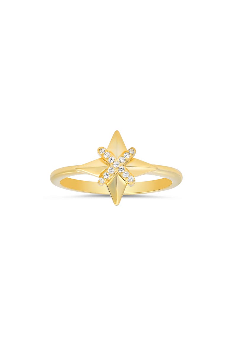 Sterling Silver CZ North Star Ring, Main, color, GOLD