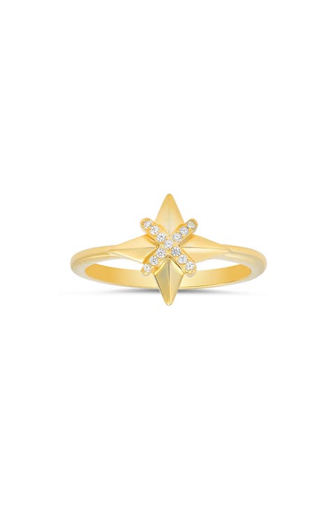 Sterling Silver CZ North Star Ring