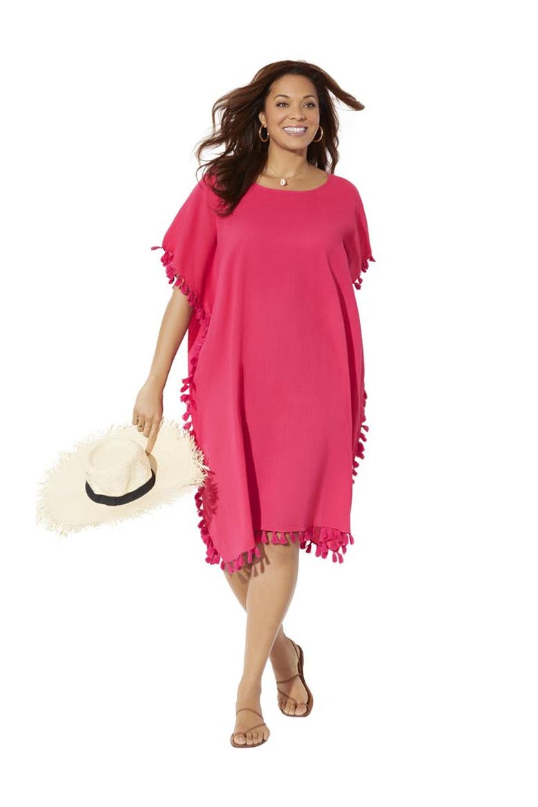 Everly Cotton Gauze Cover Up Tunic, Main, color, Pink