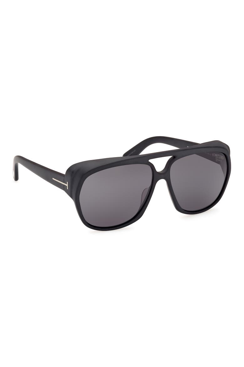 Jayden 61mm Pilot Sunglasses, Alternate, color, BLACK ECO / T LOGO / SMOKE