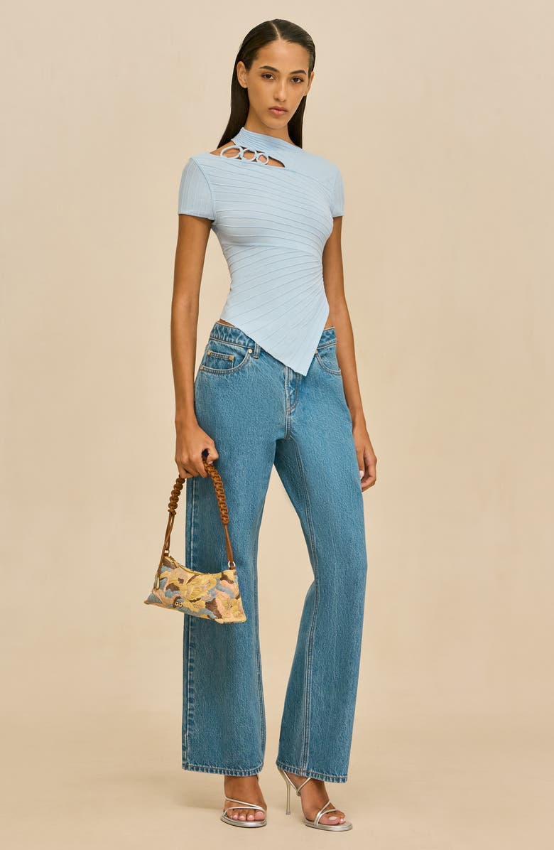 Cult Gaia Nessi Asymmetric Cutout Knit Shirt, Alternate, color, Coastal