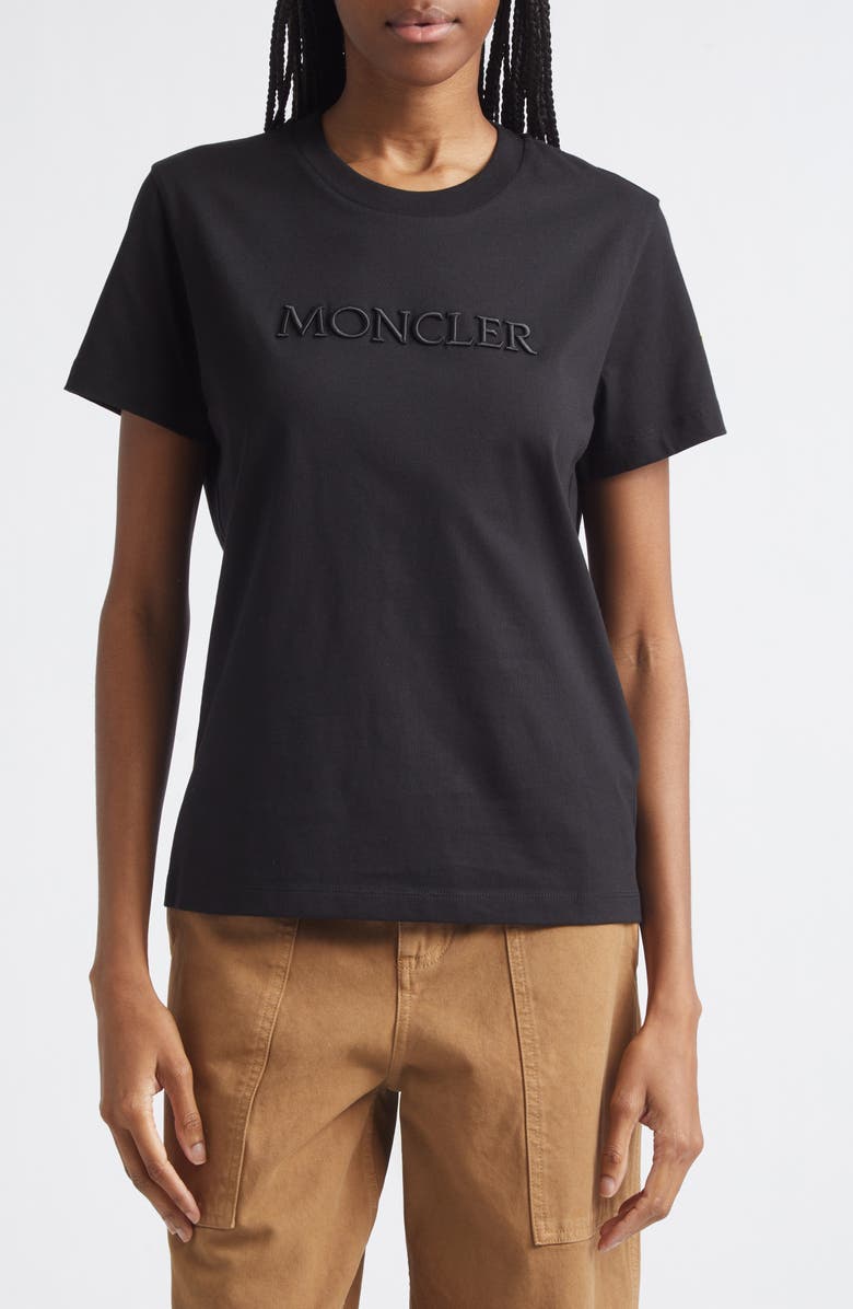 Moncler Logo Cotton Jersey T-Shirt, Main, color, Black