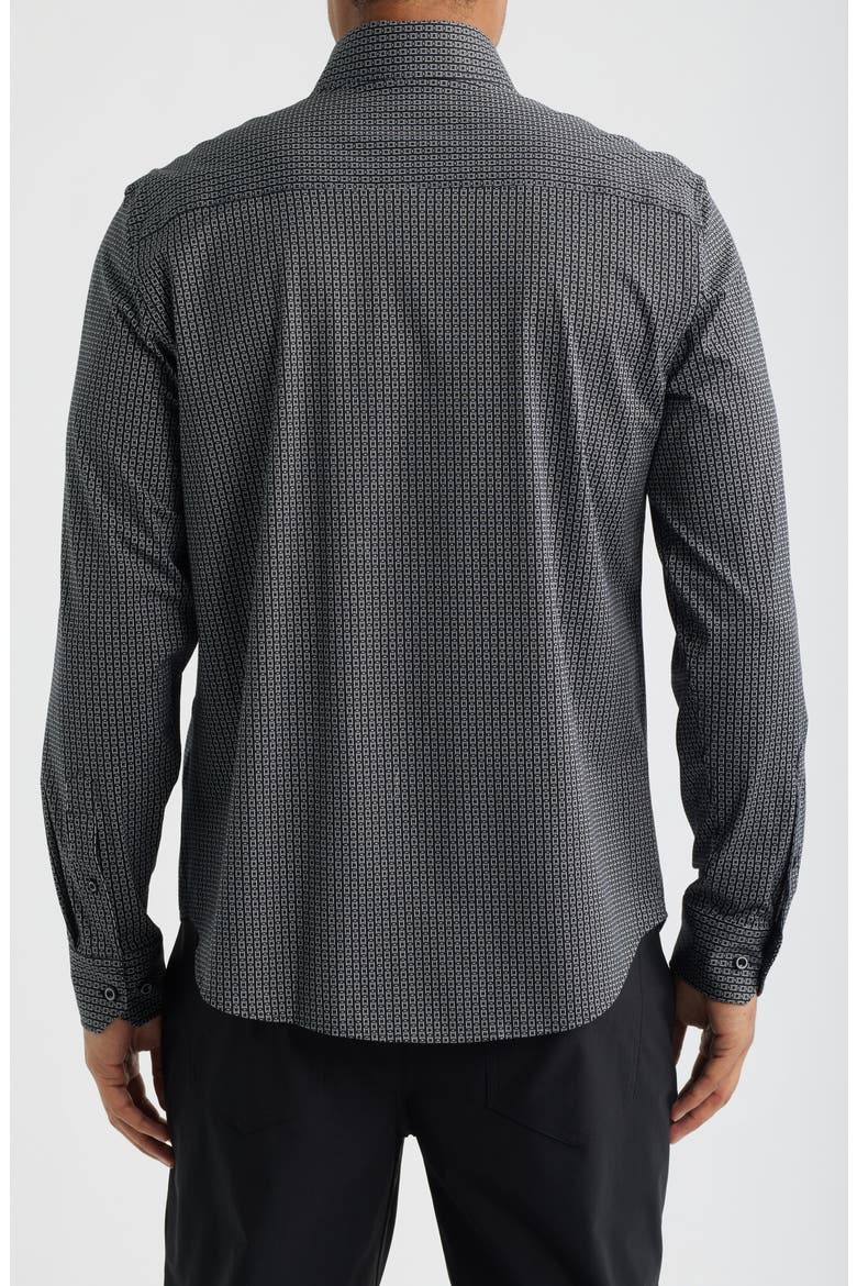 Devon OoohCotton® Geometric Button-Up Shirt, Alternate, color, BLACK
