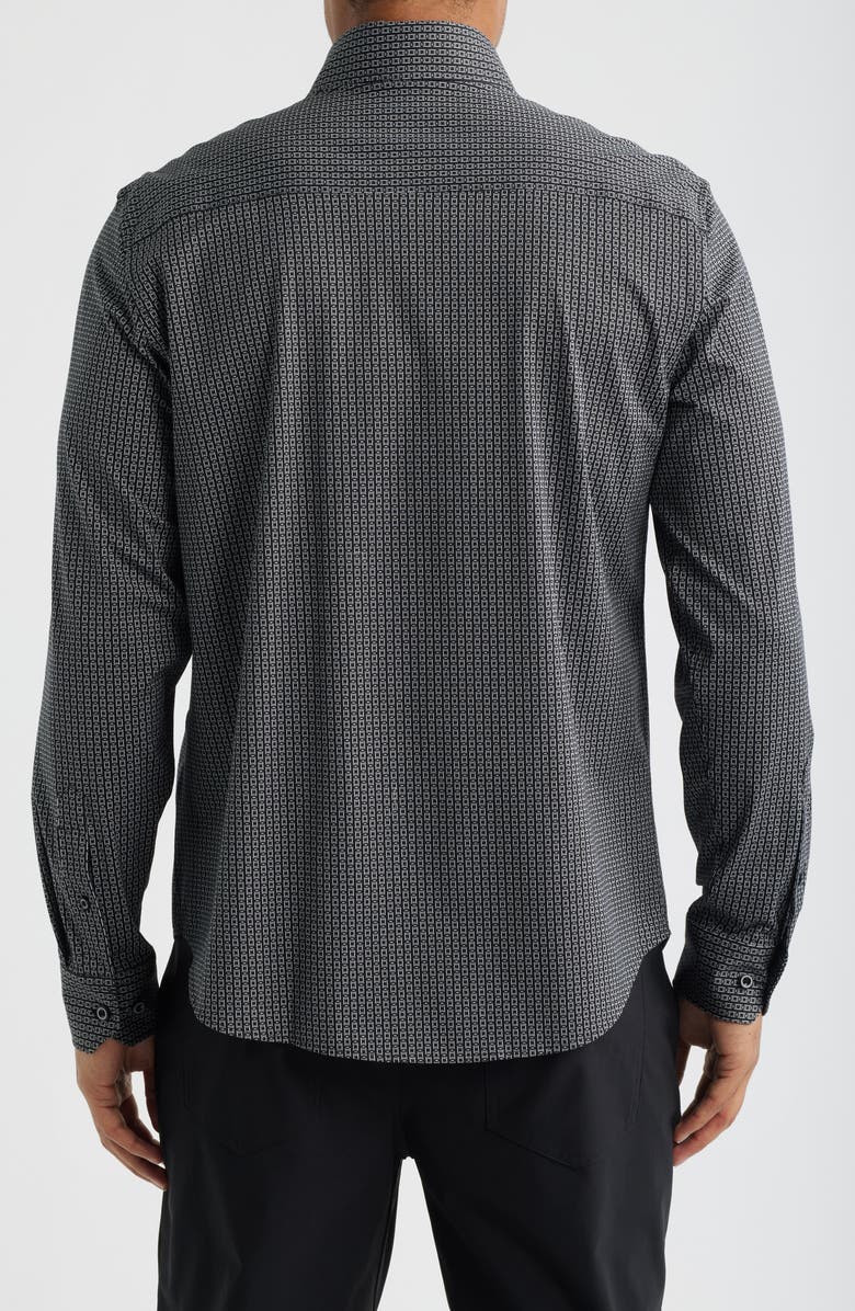 Bugatchi Devon OoohCotton<sup>®</sup> Geometric Button-Up Shirt, Alternate, color, Black