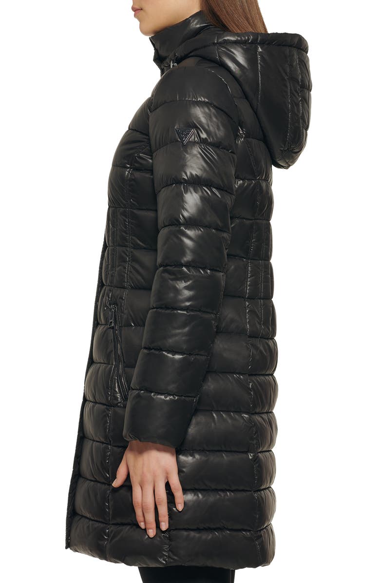 GUESS Water Resistant Hooded Quilted Puffer Jacket, Alternate, color, 