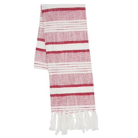 Benn Ruby Tassel Christmas Embroidered Cotton Waffle Weave Dishtowel
