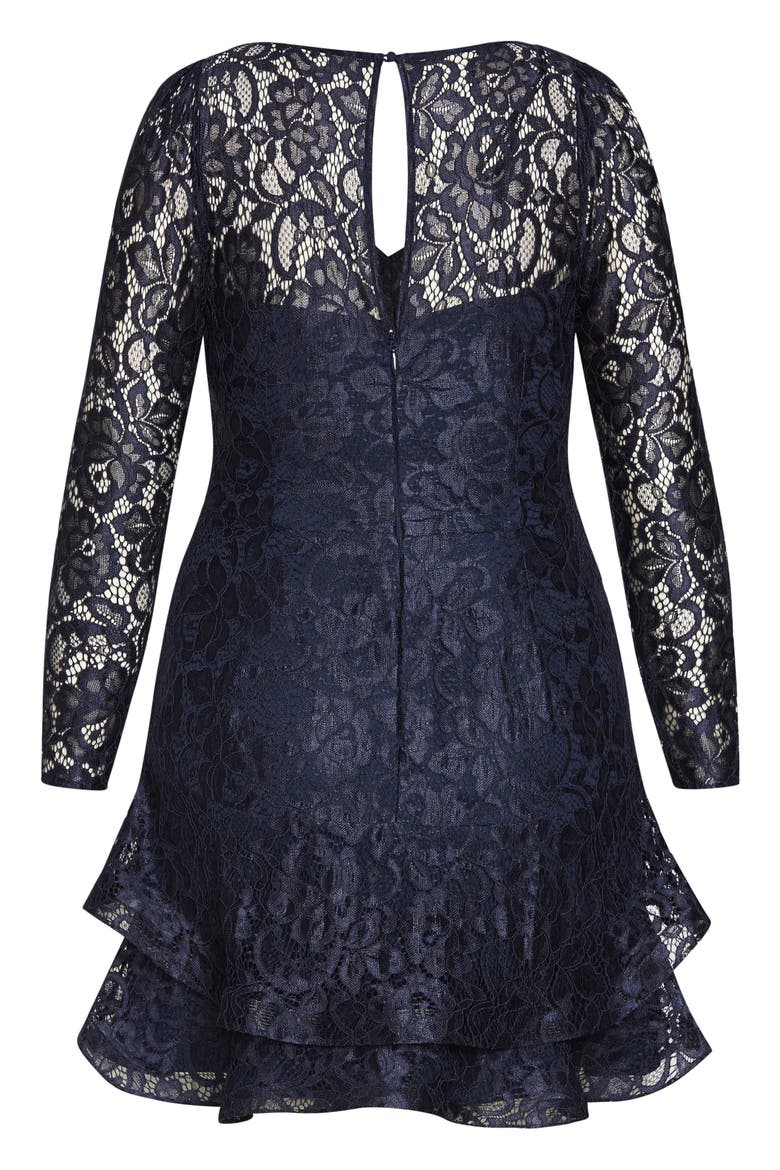 Lace Lover Long Sleeve Dress, Alternate, color, NAVY