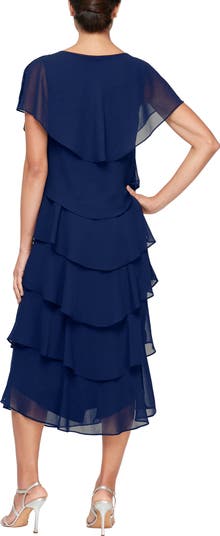 Tiered Chiffon Midi Dress