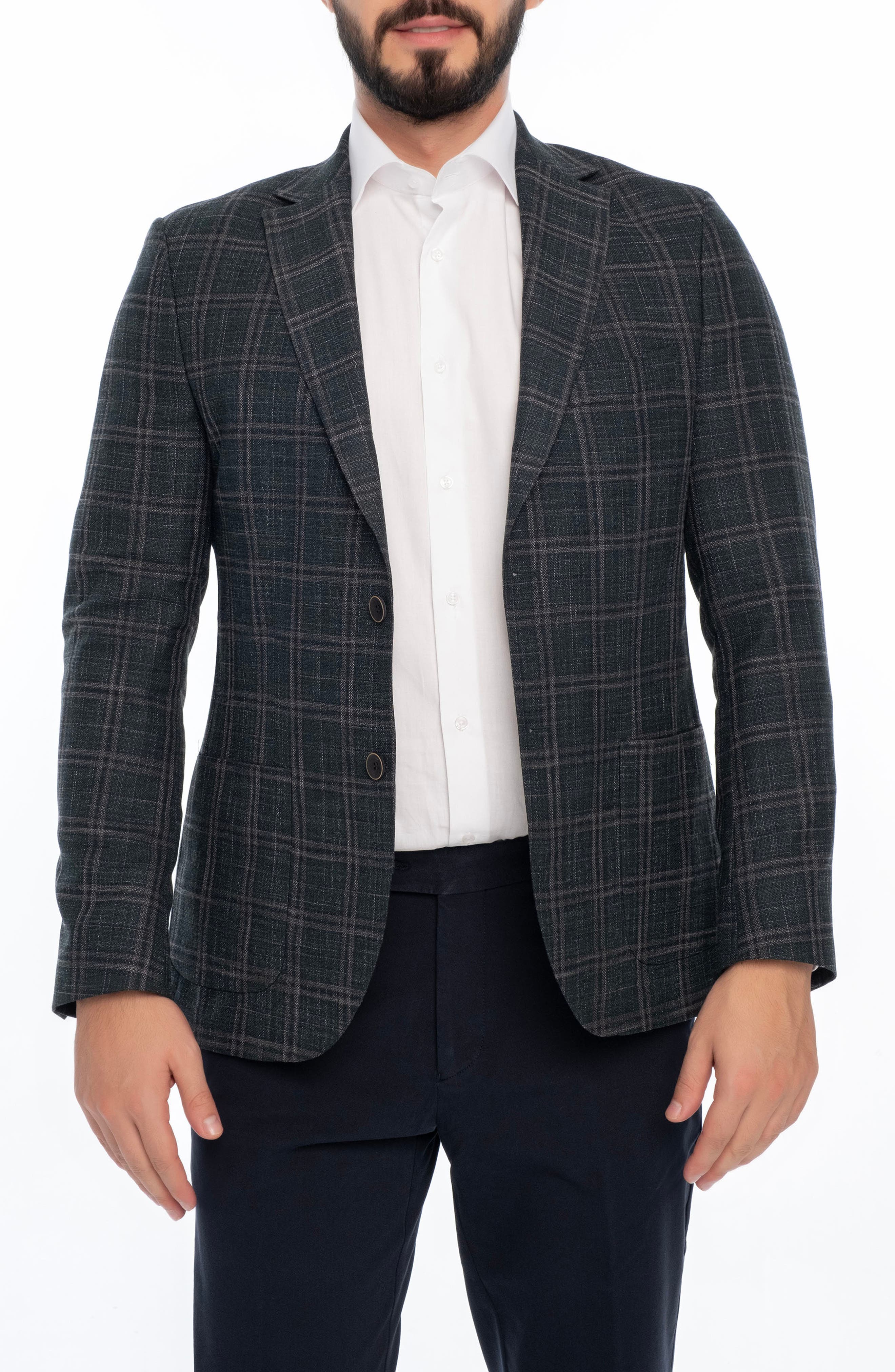 VELLAPAIS Plaid Sport Coat