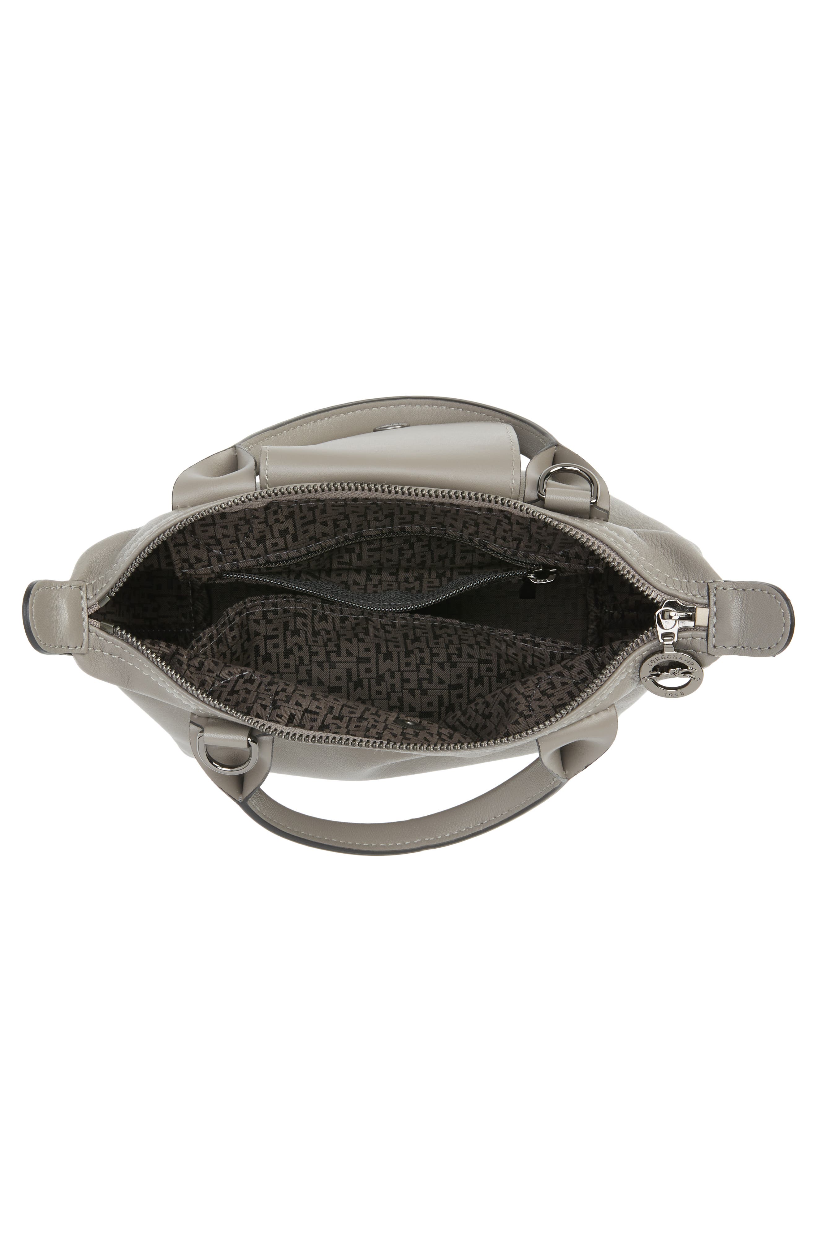 Mini Le Pliage Cuir Leather Top Handle Bag, Alternate, color, TURTLE DOVE