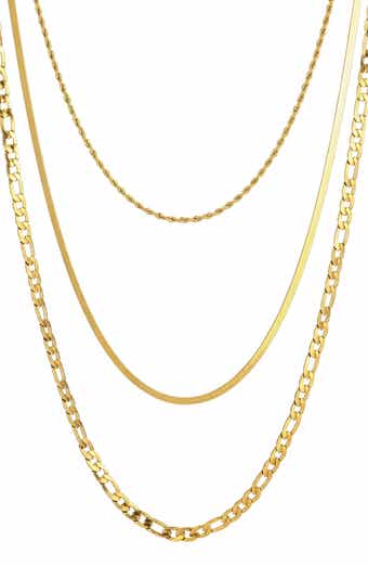 Tarnish Resistant 18K Gold Plate 3-Layer Connected Chain Necklace
