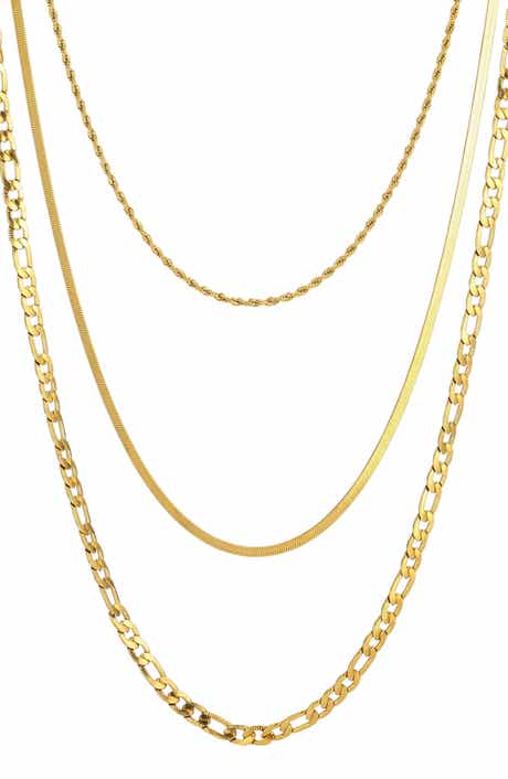 Tarnish Resistant 18K Gold Plate 3-Layer Connected Chain Necklace