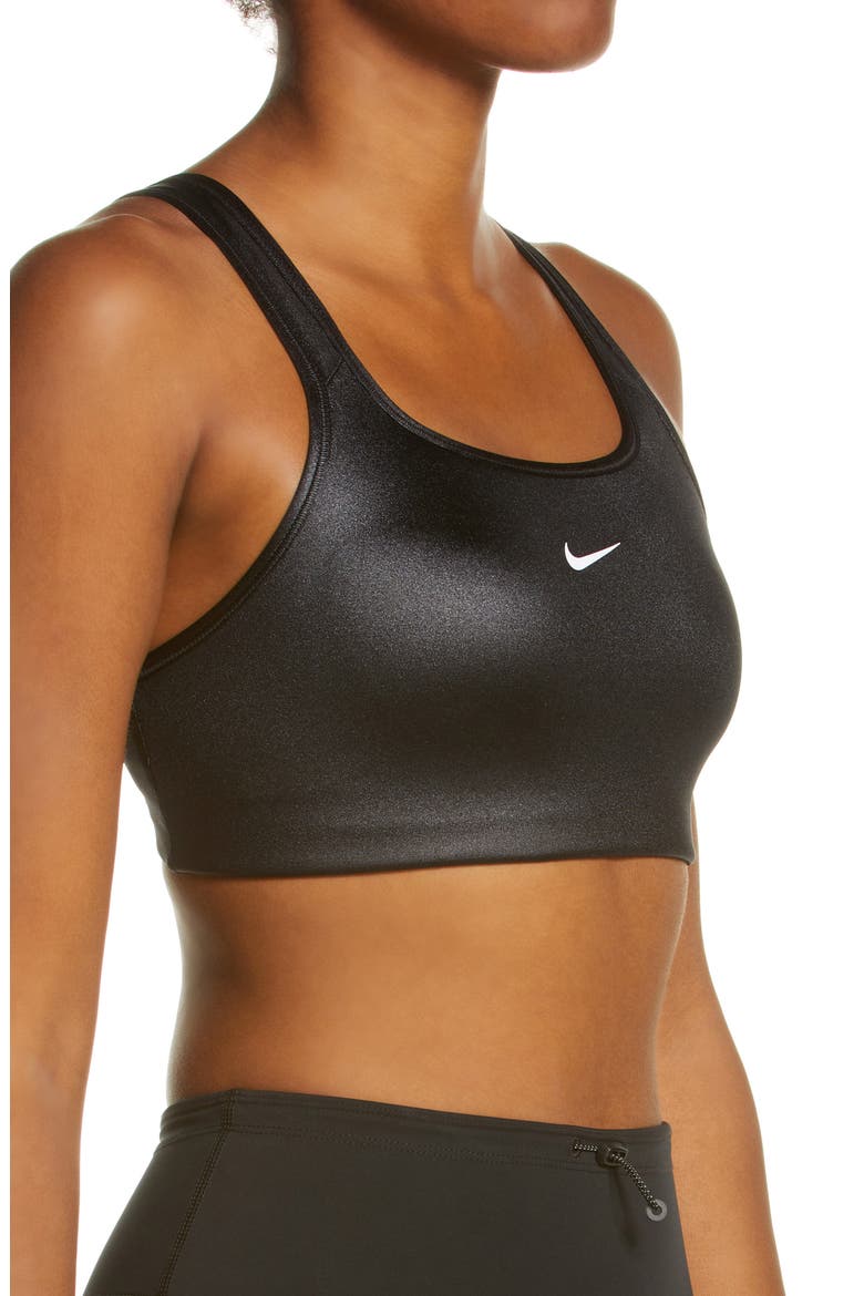 Dri-FIT Medium Support Swoosh Sports Bra, Alternate, color, BLACK/ WHITE
