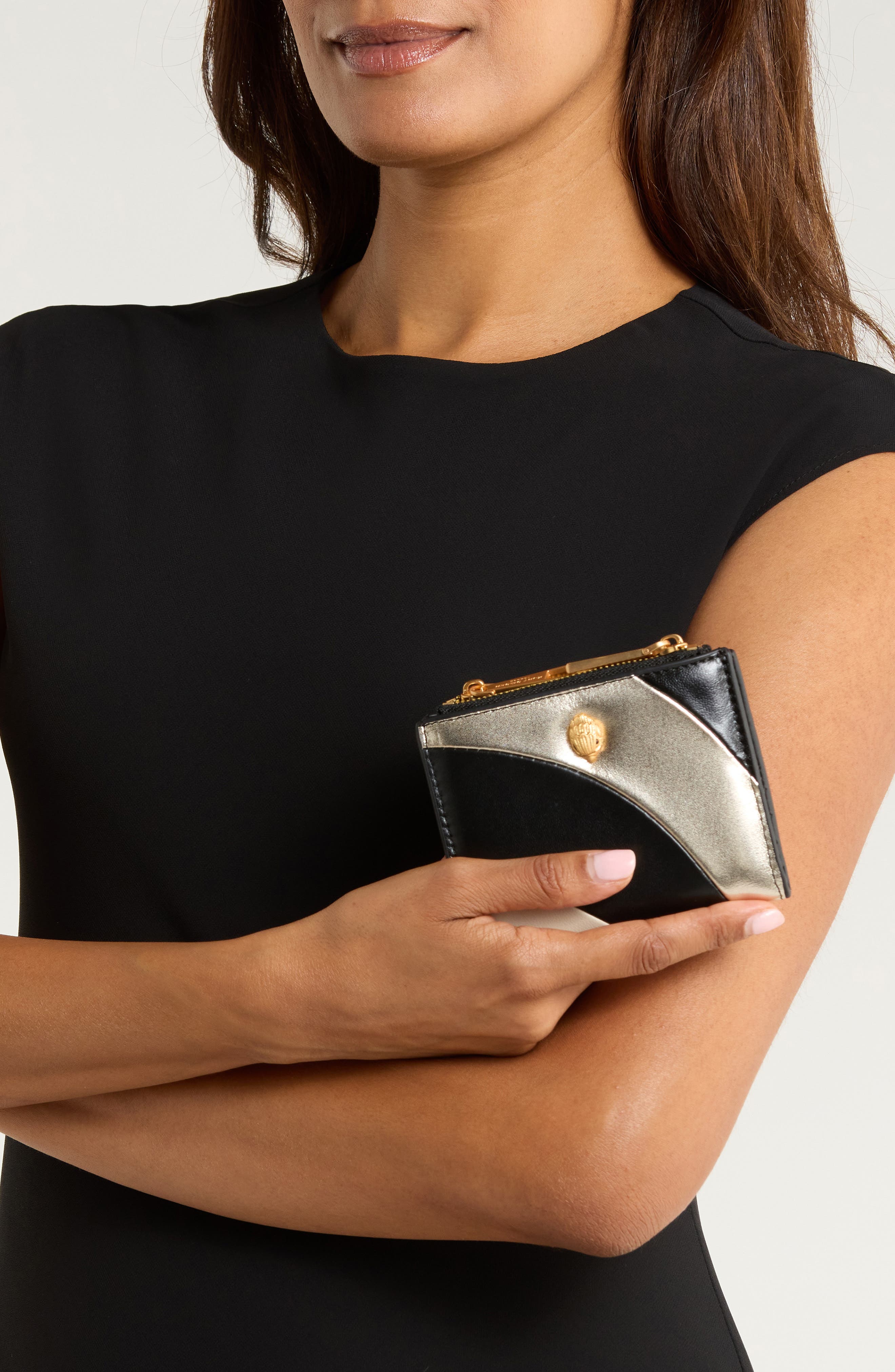 Kurt Geiger London Kensington Leather Flap Wallet, Alternate, color, Open Grey