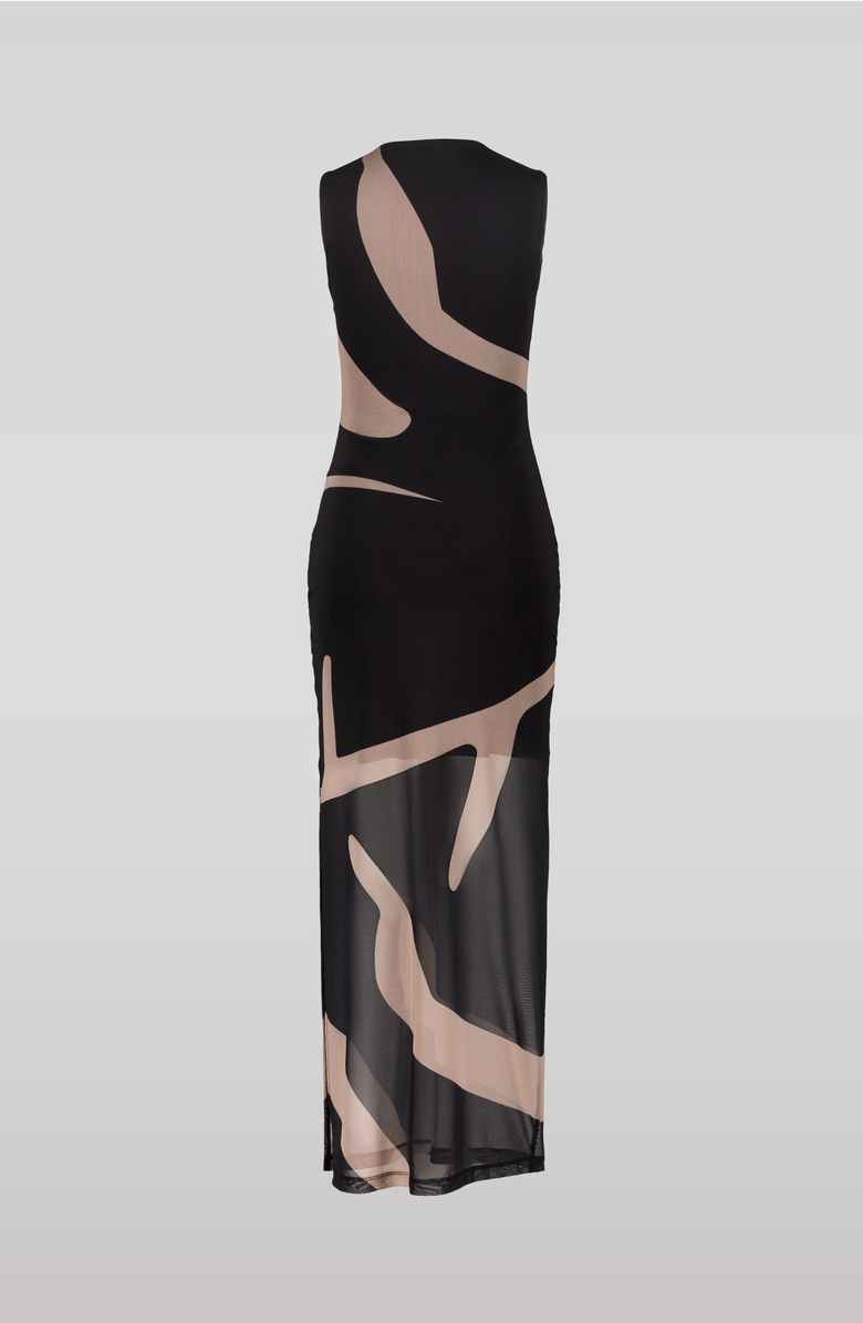 SAEMDI Black & Nude Mesh Dress, Alternate, color,