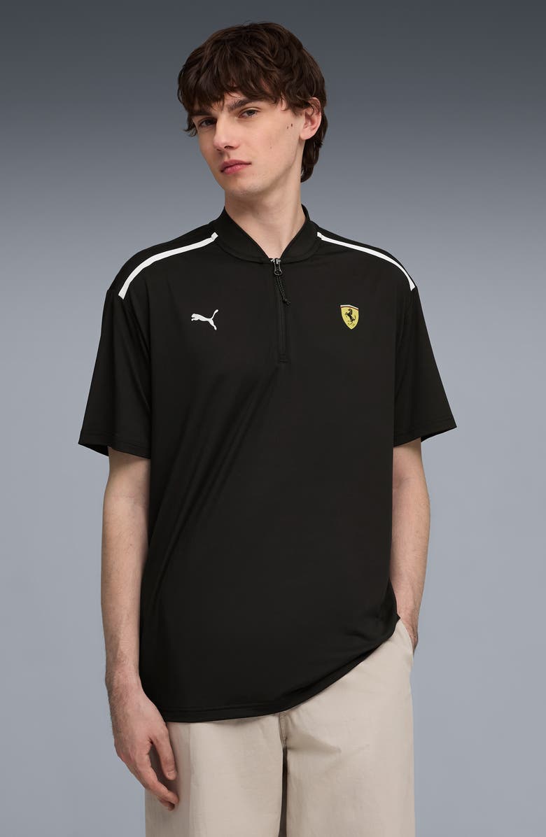 PUMA Scuderia Ferrari Cloudspun Blade Collar Performance Zip Polo, Alternate, color, Puma Black