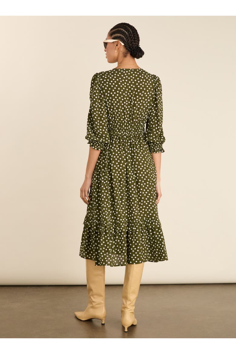 Christine Printed Midi Dress, Alternate, color, Dark Olive Polka