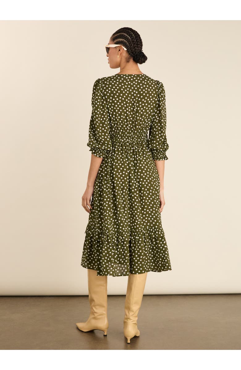 Baukjen Christine Printed Midi Dress, Alternate, color, Dark Olive Polka
