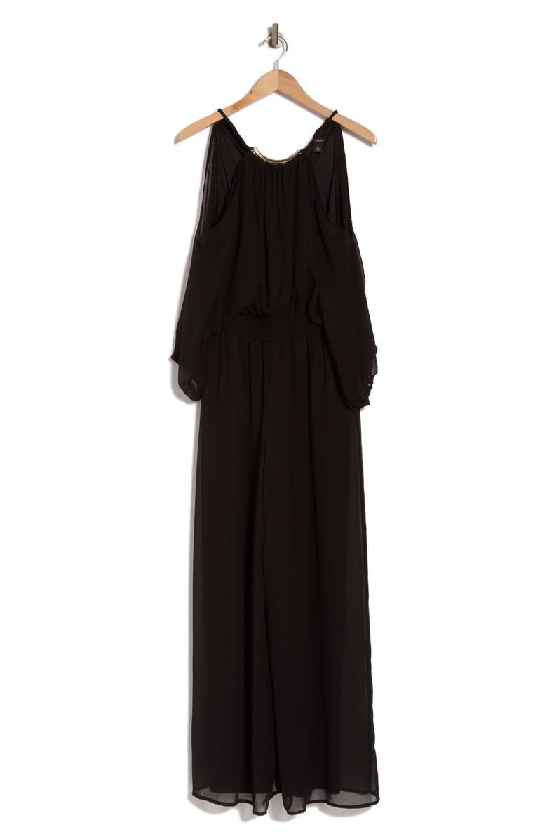 Halogen<sup>®</sup> Chiffon Halter Jumpsuit, Alternate, color, Rich Black 060