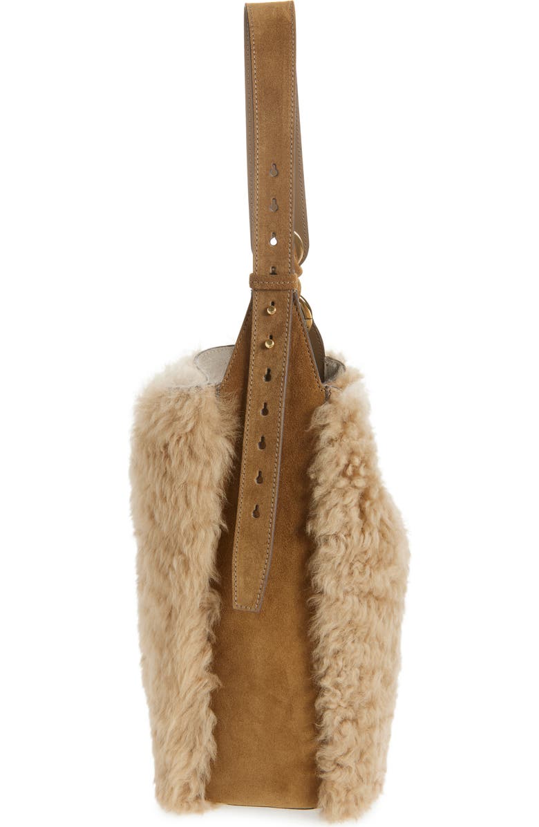 Anya Hindmarch Ringo Genuine Shearling North/South Shoulder Bag, Alternate, color, Taupe
