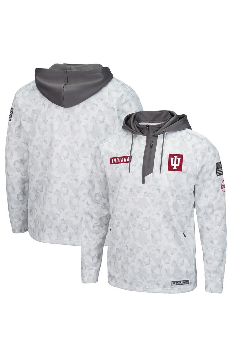 COLOSSEUM Men's Colosseum Arctic Camo Indiana Hoosiers OHT Military Appreciation Quarter-Zip Hoodie, Main, color, Arctic Camo