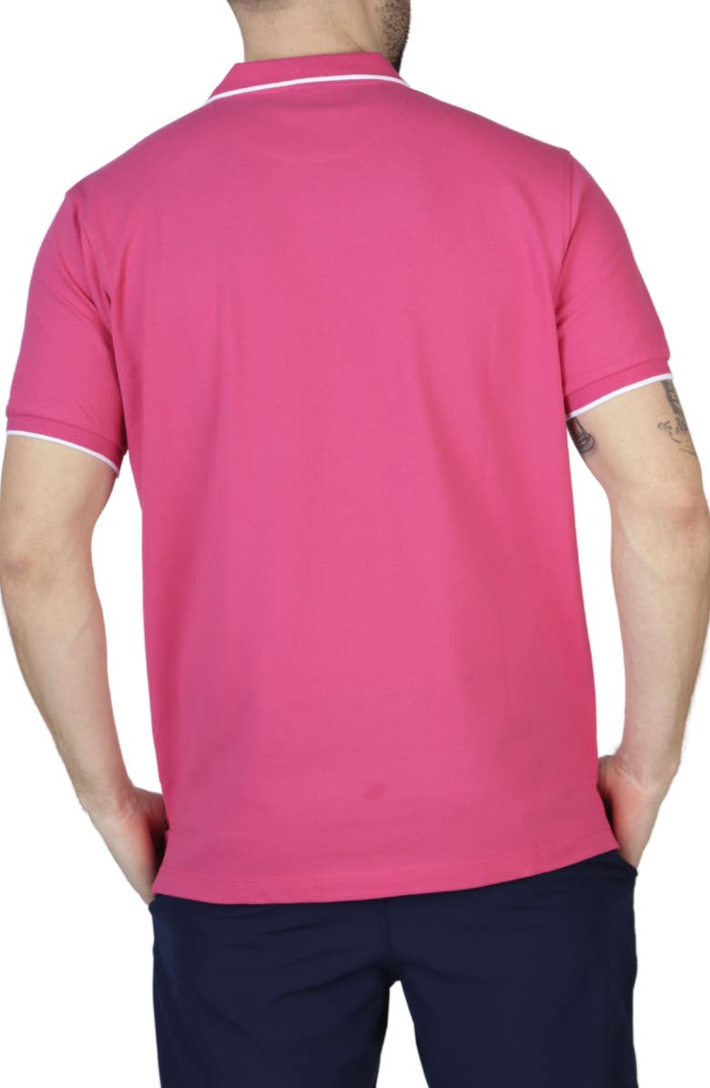TailorByrd Micro Tipped Piqué Zip Polo, Alternate, color, Flamingo Pink