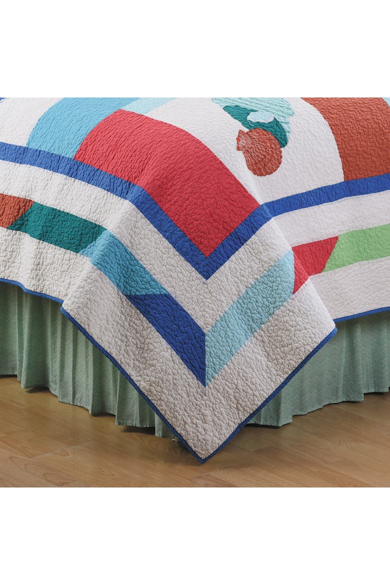 Antigua Bay Coastal Beach Cotton Quilt Set - Reversible and Machine Washable, Alternate, color, Blue